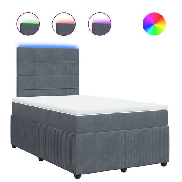 vidaXL Boxspringbett mit Matratze Dunkelgrau 120x190 cm Samt