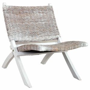 vidaXL Relaxstuhl Wei&szlig; Natur Kubu-Rattan und Massivholz Mahagoni