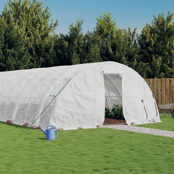 vidaXL Gew&auml;chshaus mit Stahlrahmen Wei&szlig; 90 m&sup2; 18x5x2,3 m