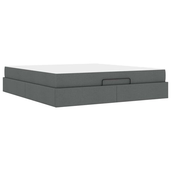 vidaXL Bettgestell mit Matratze mit Matratze 2 pcs Dunkelgrau Stoff