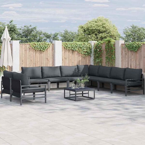 vidaXL Garten-Sofa-Set 9 pcs Anthrazit Stahl