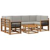 vidaXL Outdoor-Sofagarnitur mit Kissen 5 pcs Nat&uuml;rlich und Hellgrau