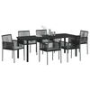 vidaXL Garten Essgruppe 7 pcs Schwarz PE-Rattan