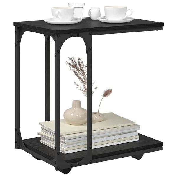 vidaXL Beistelltisch mit Regal Schwarz Eichen-Optik 50 x 35 x 55.5 cm