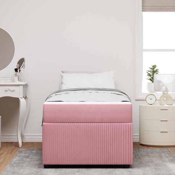 vidaXL Bettrahmen mit Matratze Rosa 90 x 190 cm Stoff