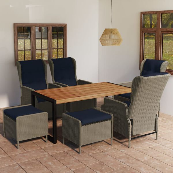 vidaXL 7-tlg. Garten-Essgruppe Braun