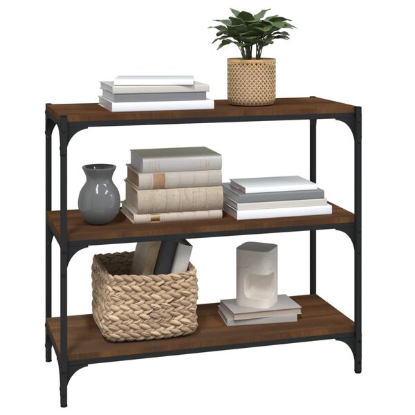 vidaXL B&uuml;cherregal Braun Eichen-Optik 80x33x70,5cm Holzwerkstoff Stahl