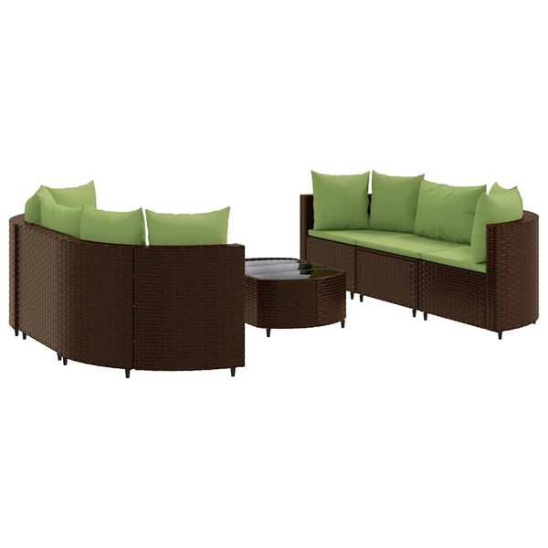 vidaXL 7-tlg. Garten-Sofagarnitur mit Kissen Braun Poly Rattan