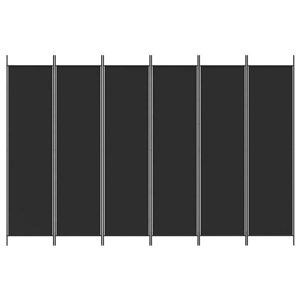 vidaXL 6-tlg. Paravent Schwarz 300x200 cm Stoff