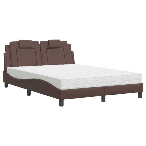 vidaXL Bett "Viana" mit Matratze Braun 140x200 cm Kunstleder