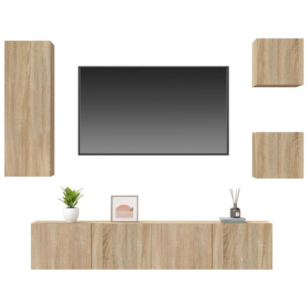 vidaXL 5-tlg. TV-Schrank-Sets Sonoma-Eiche Holzwerkstoff
