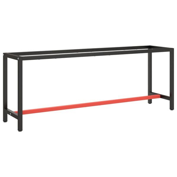 vidaXL Werkbankgestell Mattschwarz und Mattrot 210x50x79 cm Metall