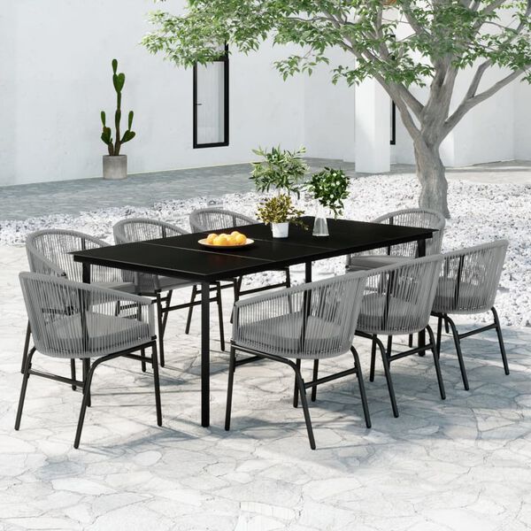 vidaXL 9-tlg. Garten-Essgruppe Grau
