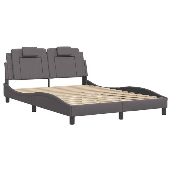 vidaXL Bettgestell "Viana" ohne Matratze Grau 140x190 cm Kunstleder