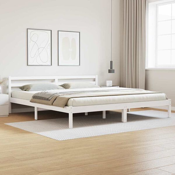 vidaXL Bettrahmen Wei&szlig; 215,5 x 185,5 x 69,5 cm Massivholz Kiefer