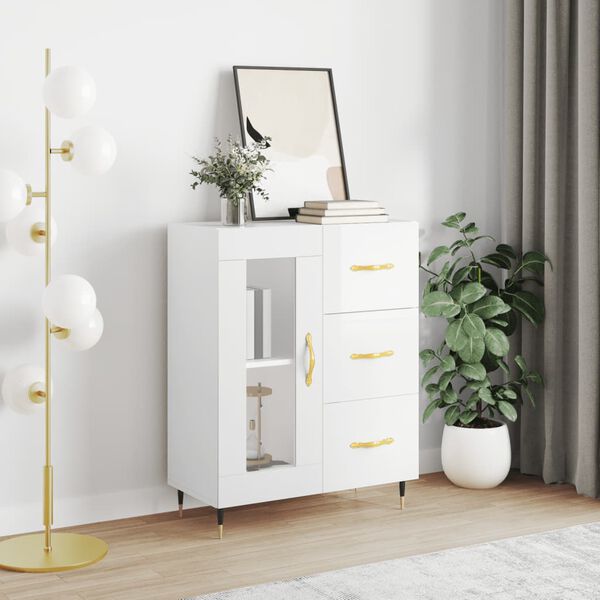 vidaXL Sideboard Hochglanz-Wei&szlig; 69,5x34x90 cm Holzwerkstoff
