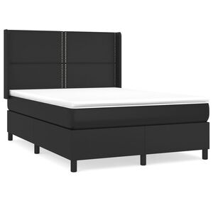 vidaXL Boxspringbett mit Matratze Schwarz 140x200 cm Kunstleder