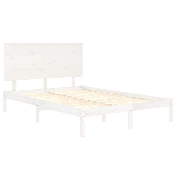 vidaXL Massivholzbett Wei&szlig; 120x190 cm