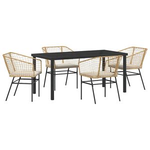 vidaXL Garten Essgruppe 5 pcs Braun Poly-Rattan