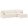 vidaXL Modulares Sofa mit Hocker Kissen Stoff in Lammwolloptik Creme