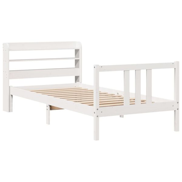 vidaXL Bettgestell mit Kopfteil ohne Matratze Wei&szlig; 90x200 cm