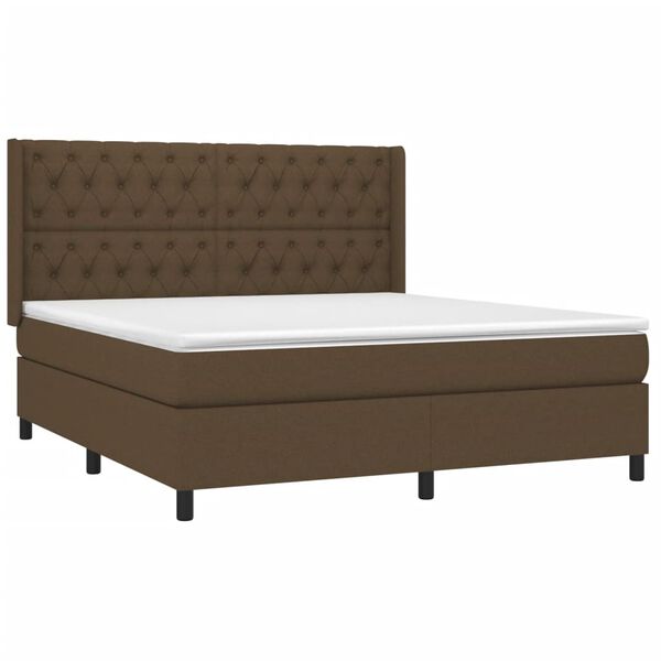 vidaXL Boxspringbett mit Matratze & LED Dunkelbraun 160x200 cm Stoff