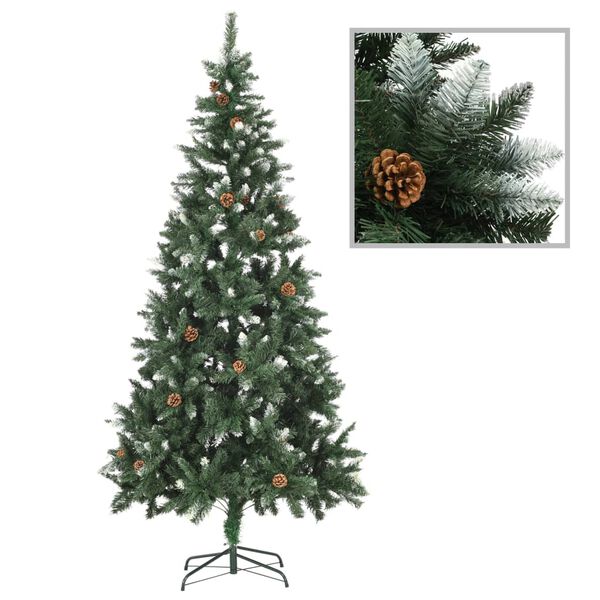 vidaXL Weihnachtsbaum Gefrostet mit Beleuchtung & Zapfen 210 cm