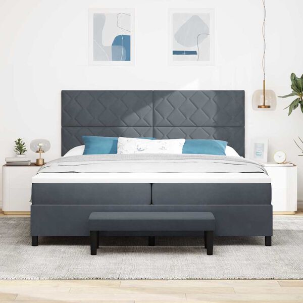 vidaXL Boxspringbett mit Matratze Dunkelgrau 200 x 200 cm Samt