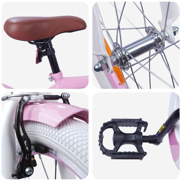 vidaXL Kinderfahrrad 18 Zoll f&uuml;r 5-7 Jahre alt Hellrosa
