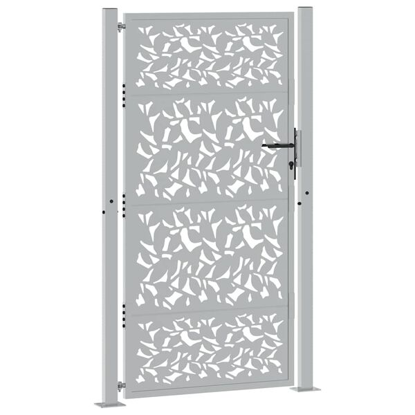 vidaXL Gartentor 100x175 cm Wetterfester Stahl Blattdesign