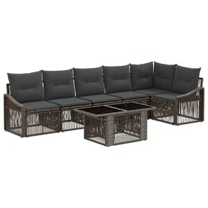 vidaXL Gartensofa-set 7 stk. Grau und Dunkelgrau Poly-Rattan