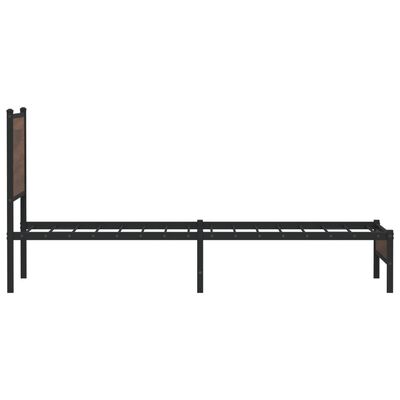 vidaXL Bettgestell mit Kopfteil Metall Braun Eichen-Optik 75x190 cm