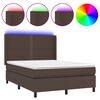 vidaXL Boxspringbett mit Matratze & LED Braun 140x190 cm Kunstleder