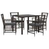 vidaXL Outdoor-Essgruppe 5 stk. Schwarz Poly-Rattan