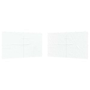 vidaXL Partyzelt-Seitenteil 2 Stk. 400 x 195 cm Wei&szlig; PE und Stahl