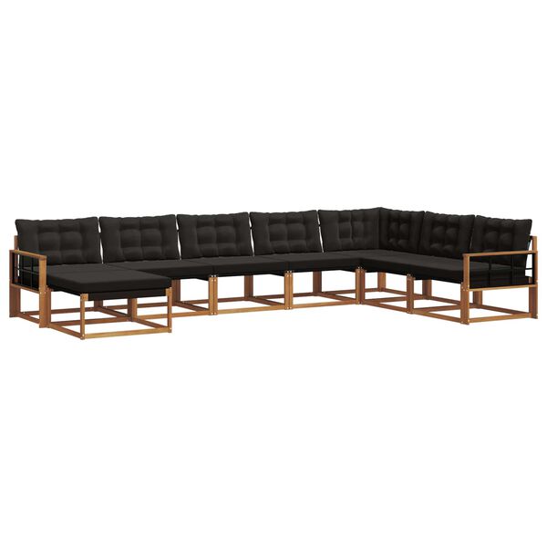 vidaXL Outdoor-Sofagarnitur mit Kissen 8 pcs Nat&uuml;rlich und Schwarz