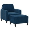 vidaXL Sessel mit Hocker Blau 60 cm Samt