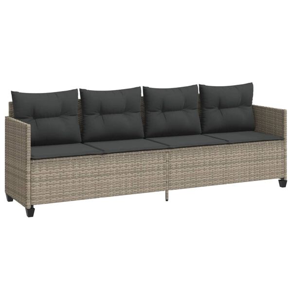 vidaXL 5-tlg. Garten-Sofagarnitur mit Kissen Hellgrau Poly Rattan
