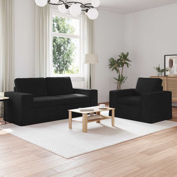 vidaXL Sofa 140cm 2 pcs Schwarz Metall