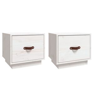 vidaXL Nachttische 2 Stk. Wei&szlig; 40x34x35 cm Massivholz Kiefer