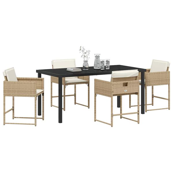 vidaXL Garten Essgruppe 5 pcs Beige Poly-Rattan