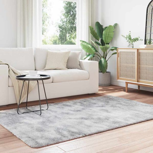 vidaXL Teppich Shaggy Hochflor NAVARRA Silbergrau 130x200 cm Polyester