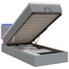 vidaXL Ottoman-Bett mit Matratze und LED Hellgrau 90 x 200 cm Stoff