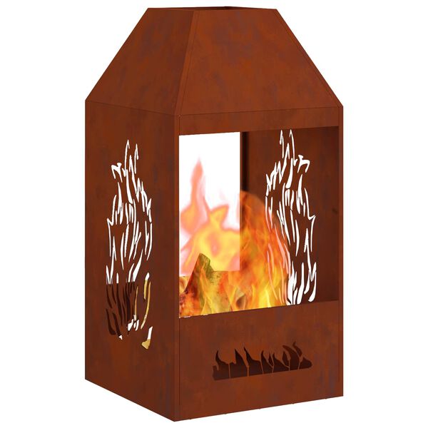 vidaXL Feuerstelle Braun 50 x 50 x 100 cm Wetterstahl