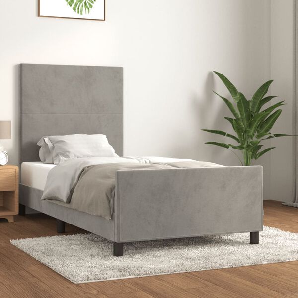 vidaXL Bettgestell ohne Matratze Hellgrau 90x190 cm Samt
