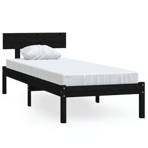 vidaXL Massivholzbett Schwarz Kiefer 90x190 cm