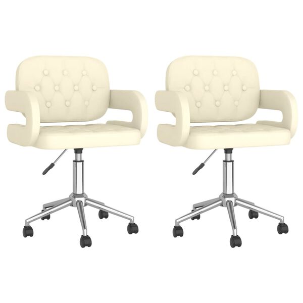 vidaXL Esszimmerst&uuml;hle 2 Stk. Drehbar Creme Kunstleder