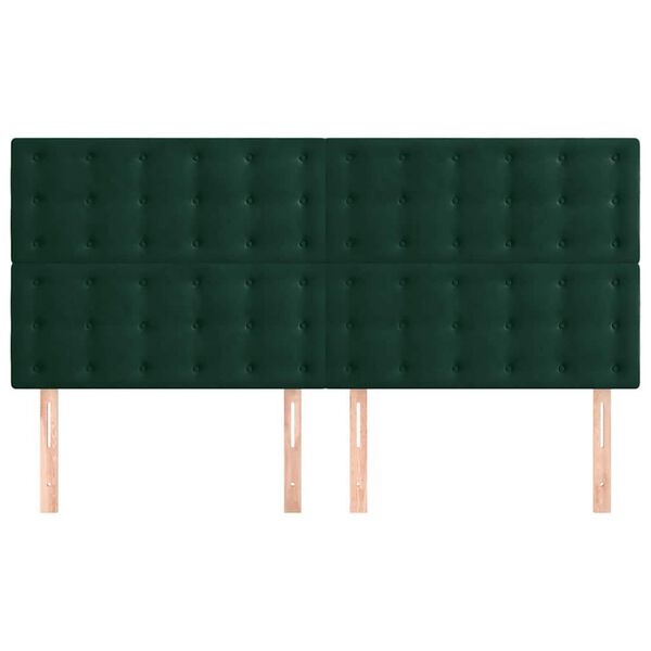 vidaXL Kopfteil Dunkelgr&uuml;n 200 x 5 x 118/128 cm Samt