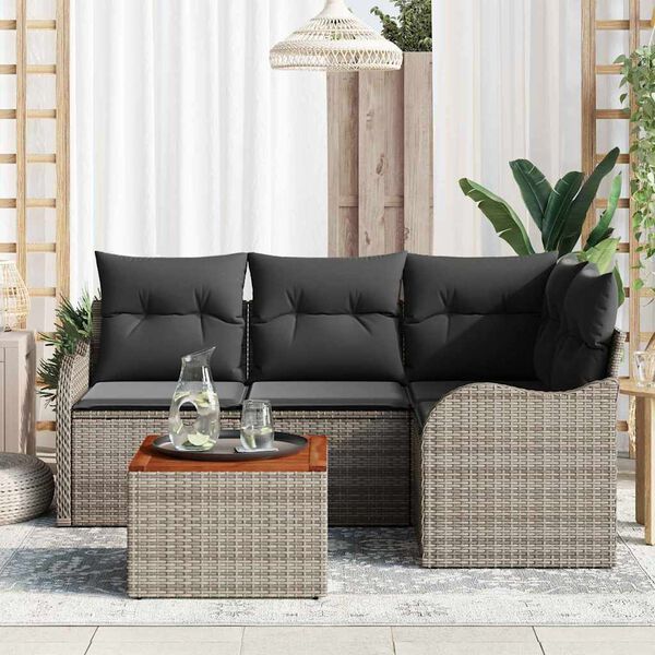 vidaXL Garten-Sofa-Set 5 pcs Grau Poly Rattan