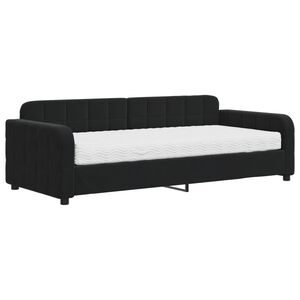 vidaXL Tagesbett mit Matratze Schwarz 90x200 cm Samt